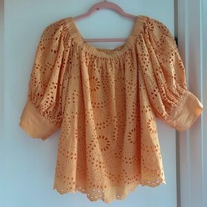 Young Fabulous & Broke Peach Eyelet Blouse
